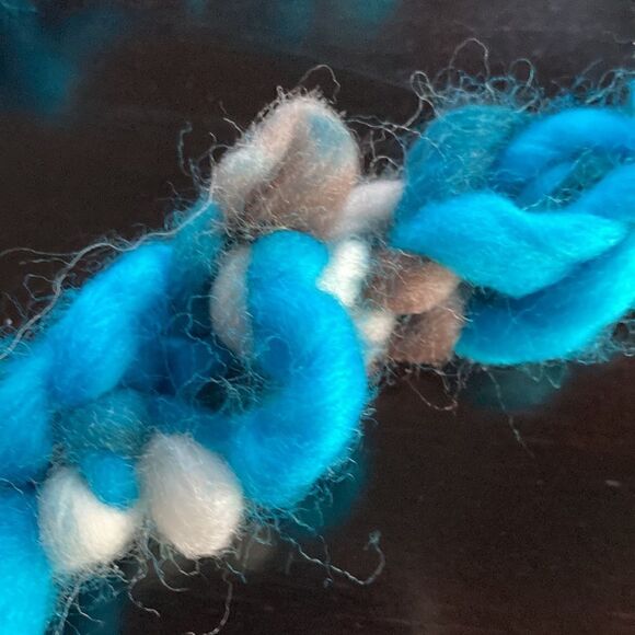 HAND CRAFTED New luxury Malabrigio Rasta wool yarn headband aqua cream brown - Picture 4 of 6